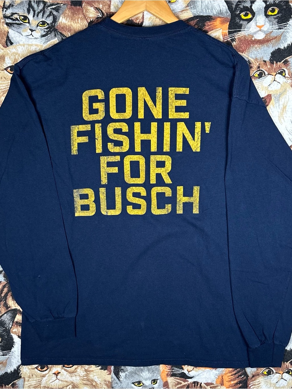 Busch 'Gone Fishin' Long Sleeve Tee Light Beer Fishing Busch Light XL T-Shirt - Picture 8 of 9